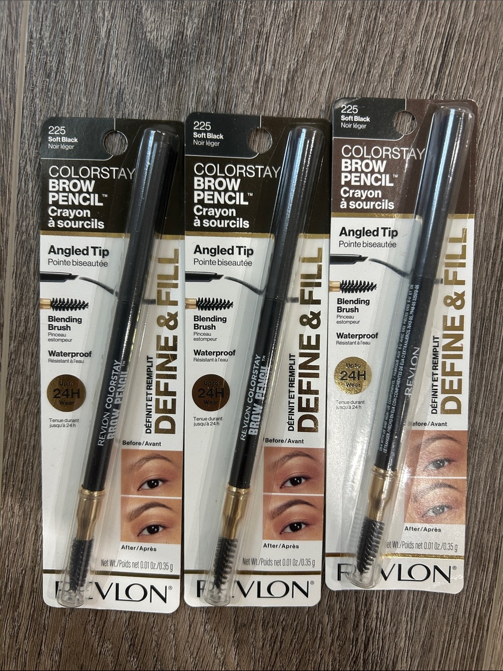 3XRevlon ColorStay Define & Fill Brow Pencil - Soft Black (225)